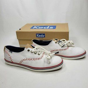 Keds Champion Pennant Womens US 6M NEW White Lace Up Baseball Stitches Sneakers